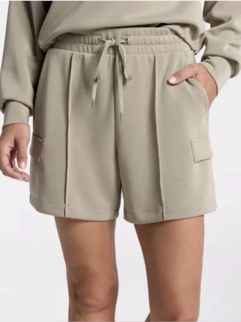 Calia Sandwash Scuba Women's Hi-Rise Cargo Shorts Size Small Ground Fennel Soft